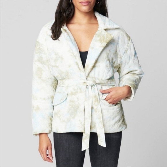 Blank NYC NWT A Perfect Day Watercolor Quilted Puffer Snap Front Belted Jacket M - Picture 1 of 5